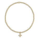 Classic Gold 2mm Bead Bracelet - Classic Beaded Signature Cross Small Gold Charm Bracelets enewton