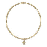 Classic Gold 2mm Bead Bracelet - Classic Beaded Signature Cross Small Gold Charm Bracelets enewton
