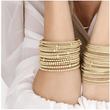 Classic Gold 3mm Bead Bangle Bracelets enewton