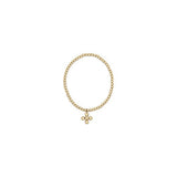 Classic Gold 3mm Bead Bracelet - Classic Beaded Signature Cross Gold Charm - 4mm Bead Gold Bracelets enewton