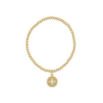 Classic Gold 3mm Bead Bracelet - Cross Gold Disc Bracelets enewton