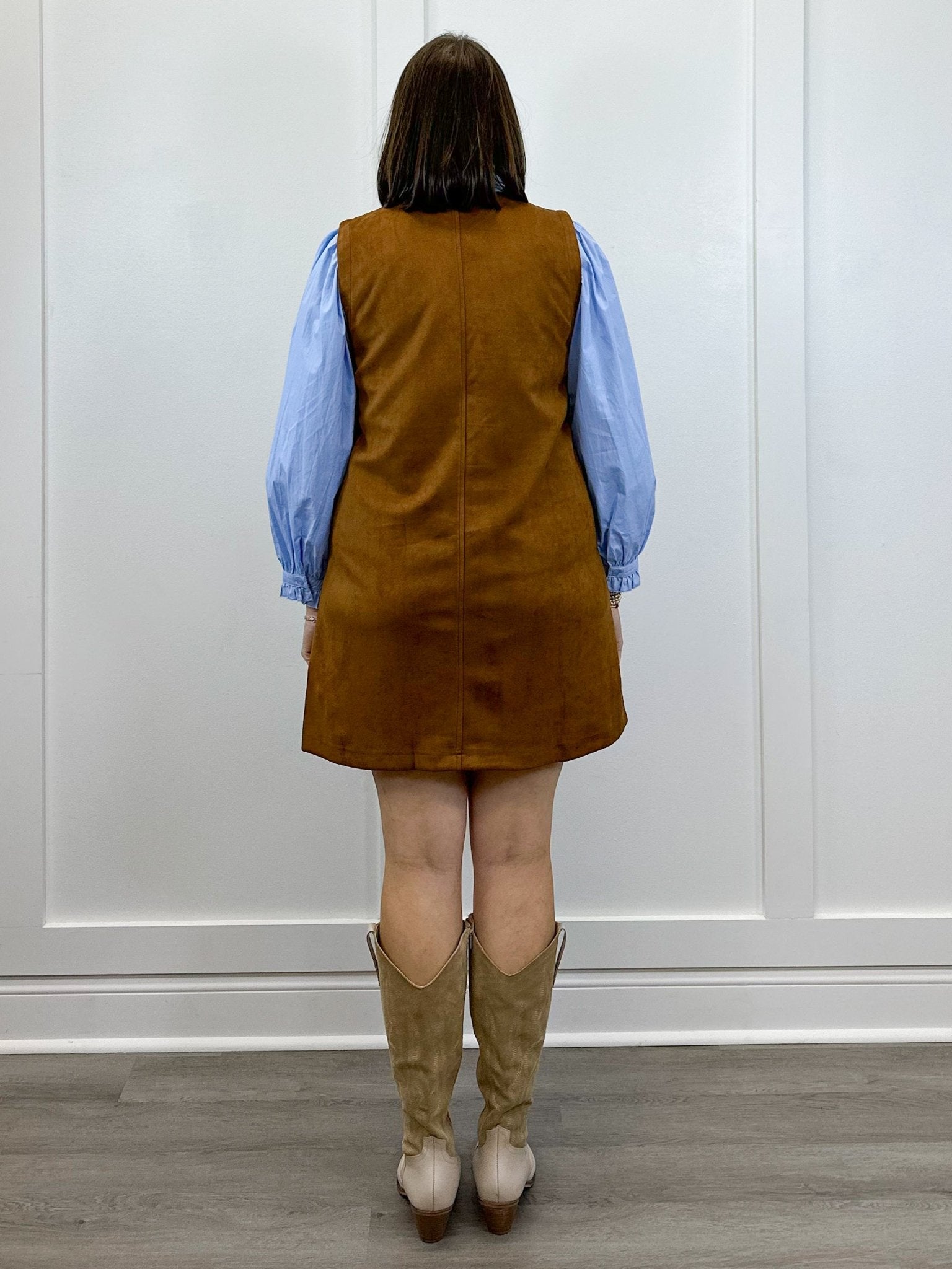 Classic Mod Button Dress - Camel Short Dresses Jodifl