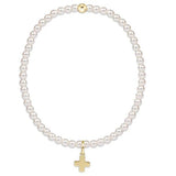 Classic Pearl 3mm Bead Bracelet - Signature Cross Gold Charm Bracelets enewton