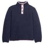 Classic Quilted Pullover - Navy/Lt. Pink Girls Outerwear Little English