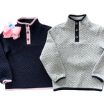 Classic Quilted Pullover - Gray/Navy Boys Outerwear Little English