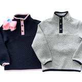 Classic Quilted Pullover - Gray/Navy Boys Outerwear Little English