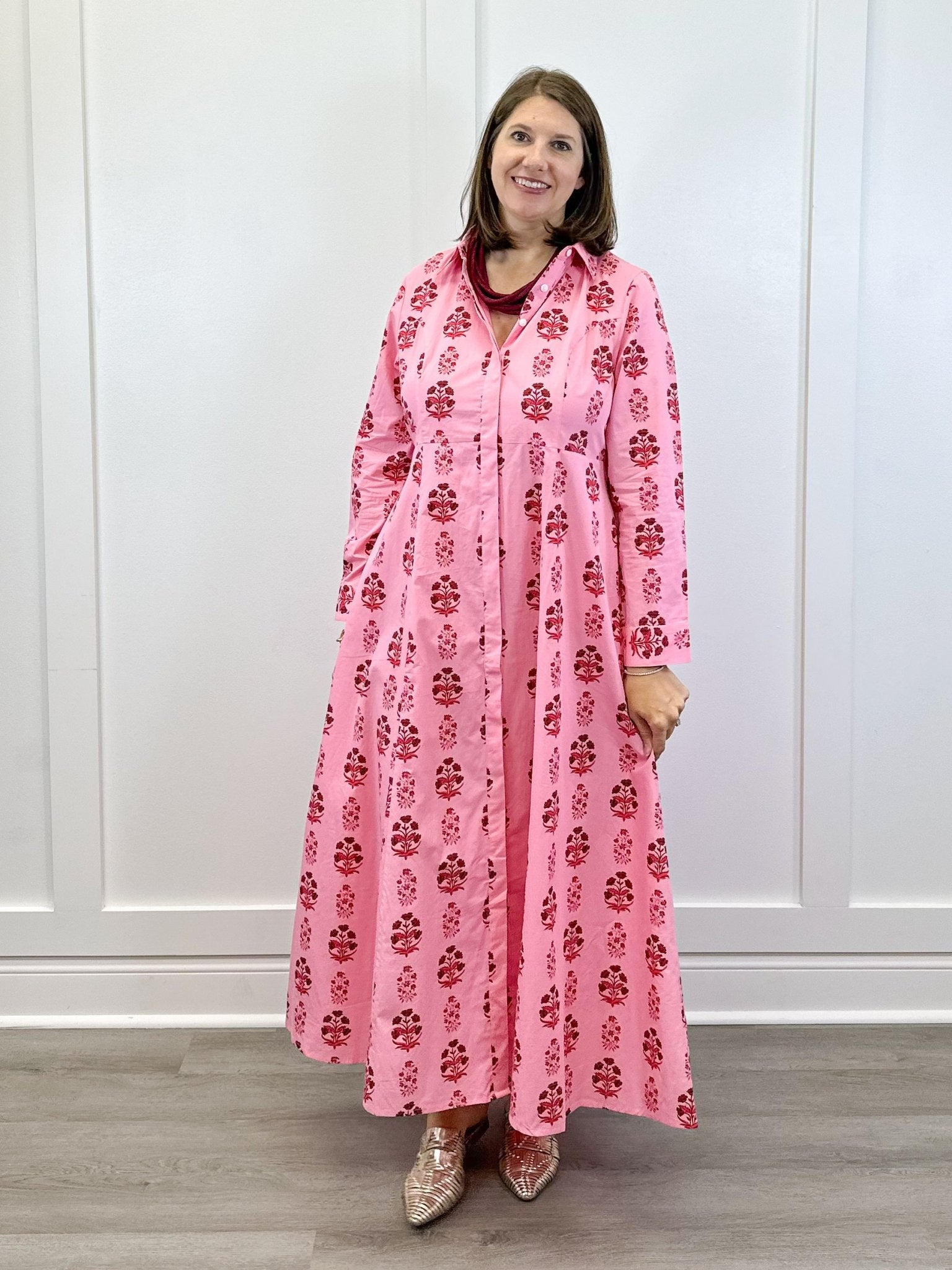 Classic Shirtdress - Scarlet Blossom Long Dresses Livro