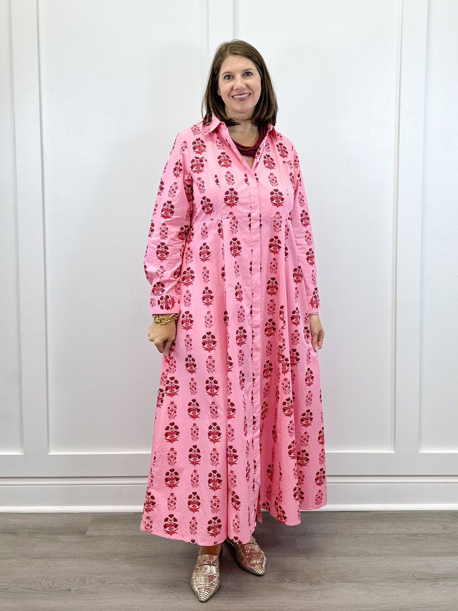 Classic Shirtdress - Scarlet Blossom Long Dresses Livro