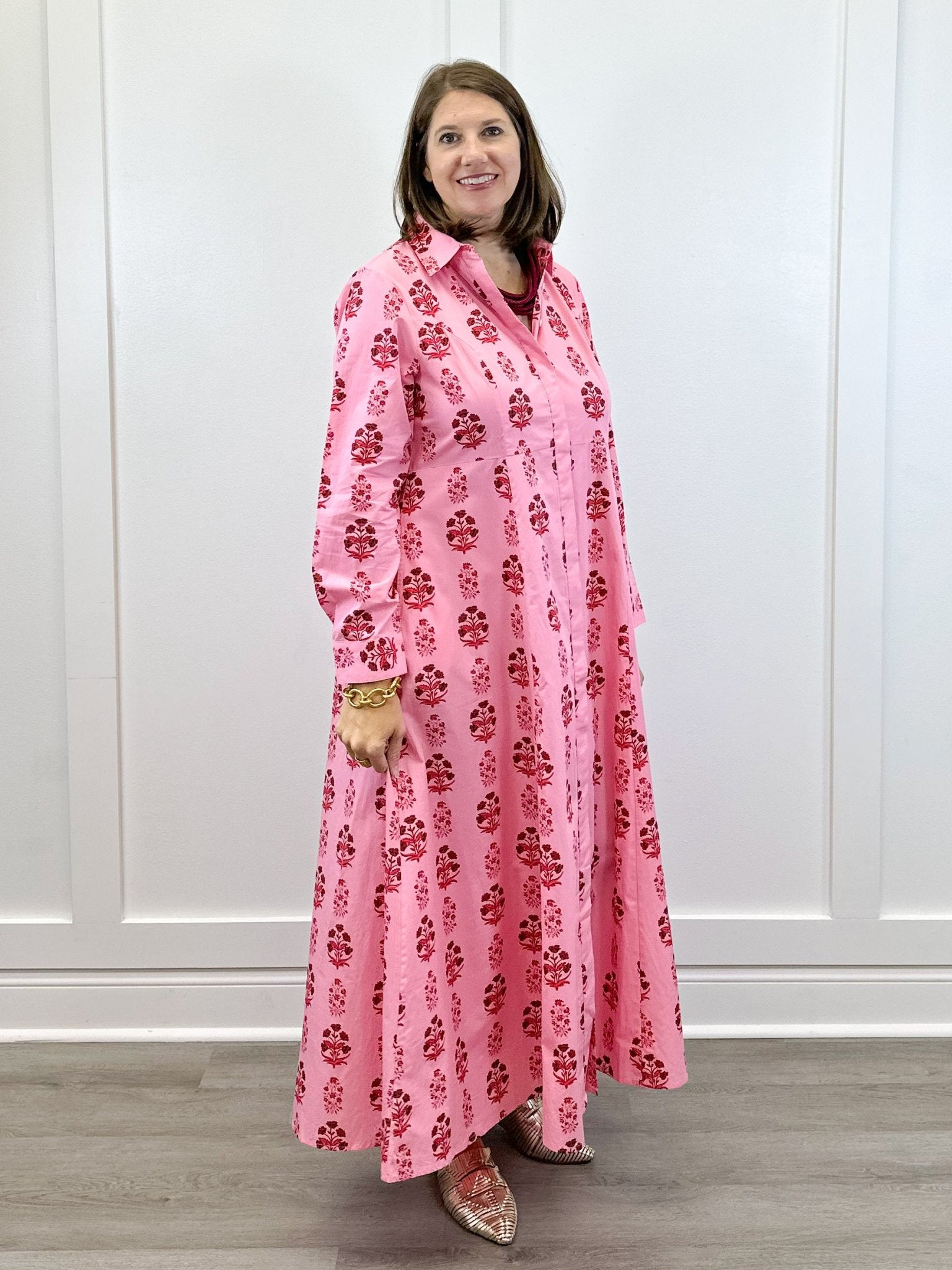 Classic Shirtdress - Scarlet Blossom Long Dresses Livro