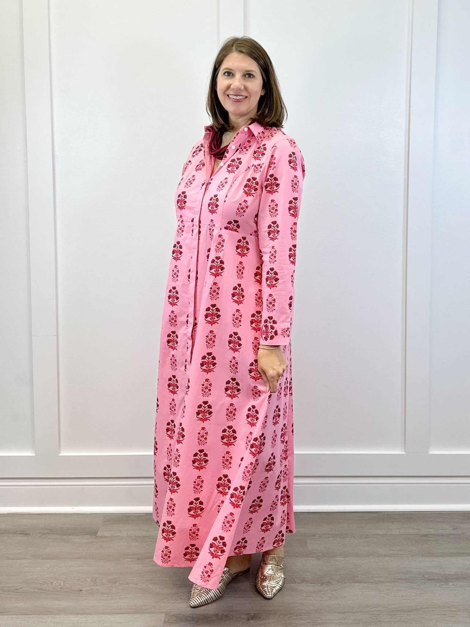 Classic Shirtdress - Scarlet Blossom Long Dresses Livro