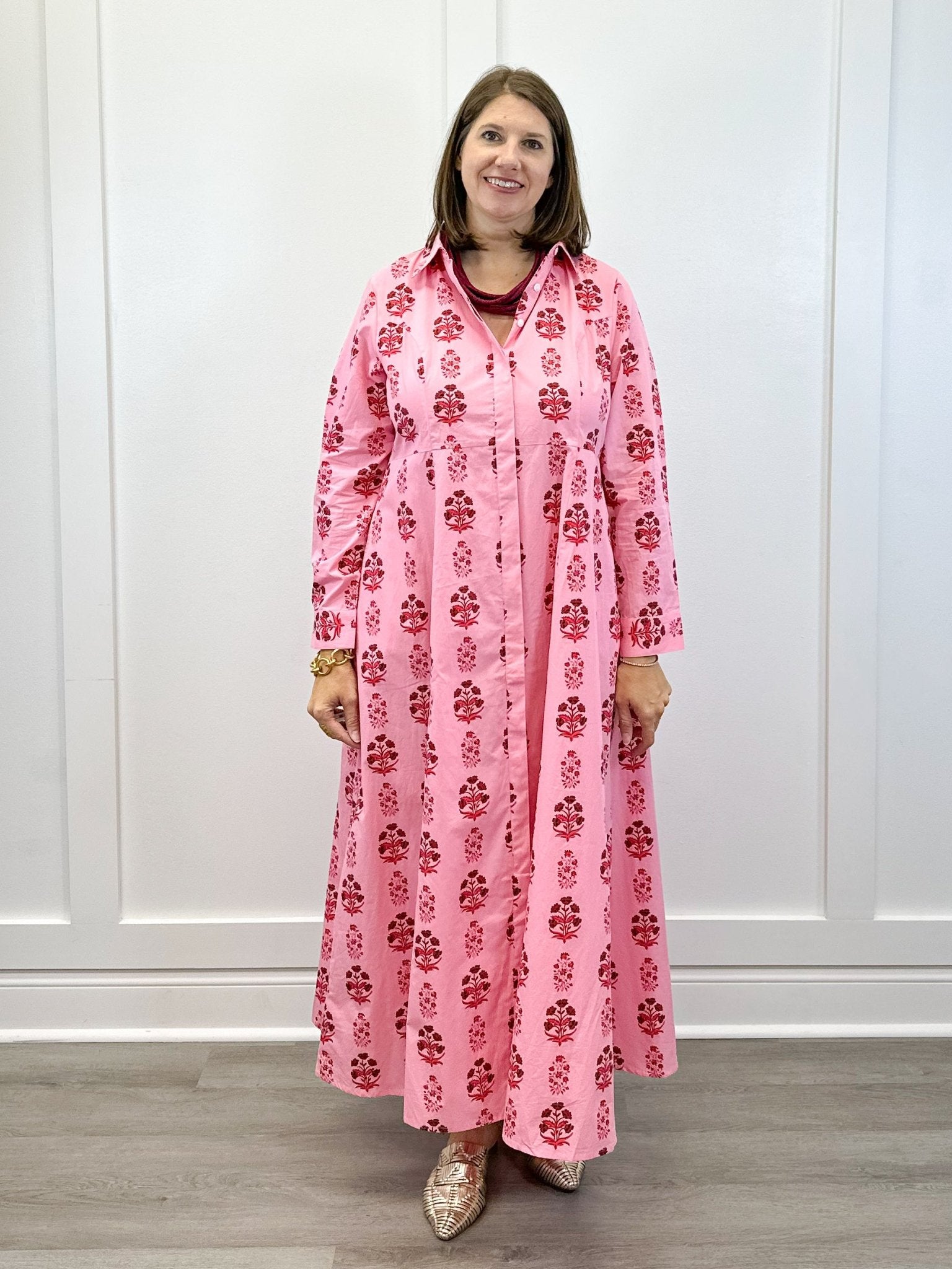 Classic Shirtdress - Scarlet Blossom Long Dresses Livro
