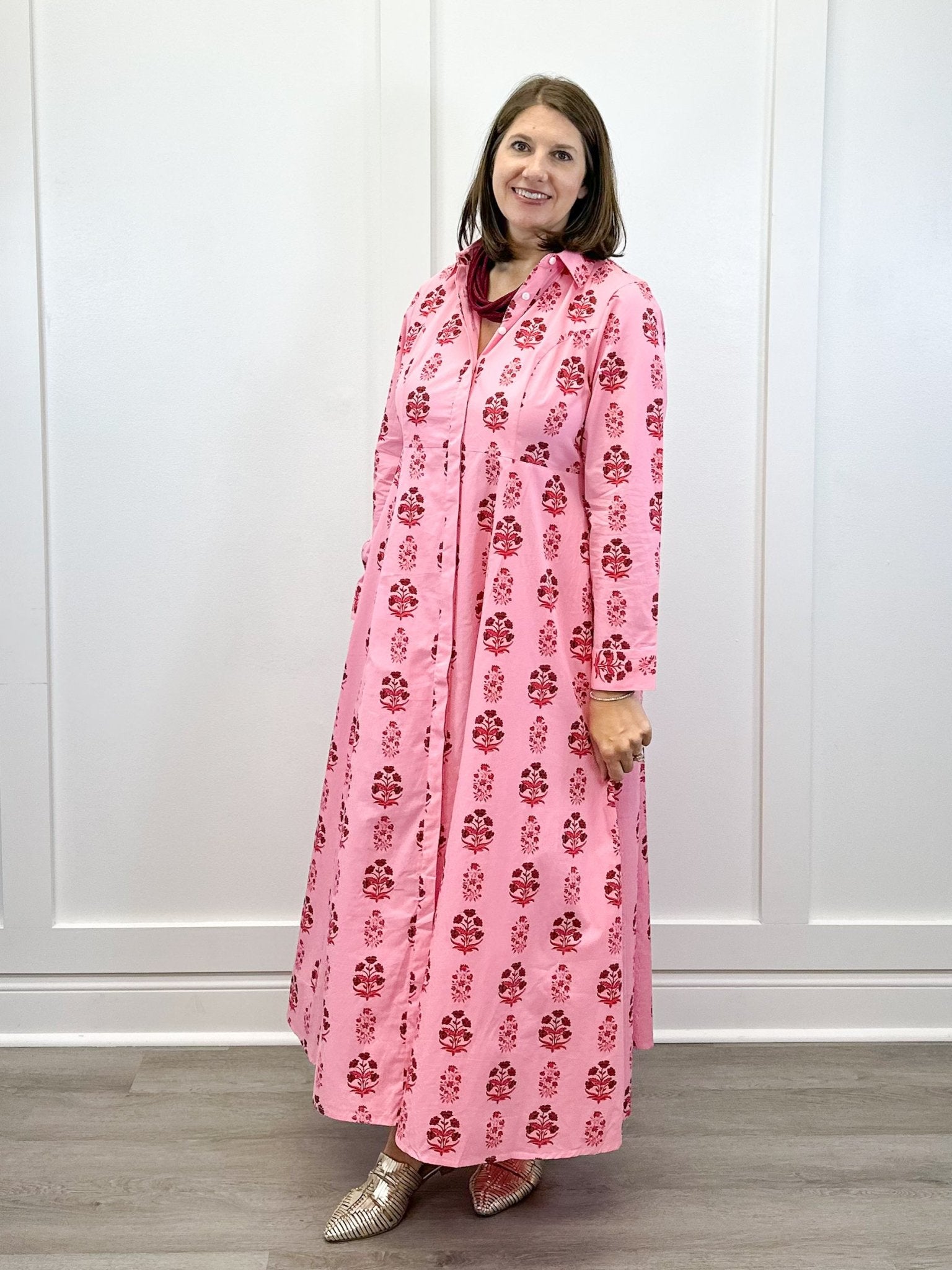 Classic Shirtdress - Scarlet Blossom Long Dresses Livro