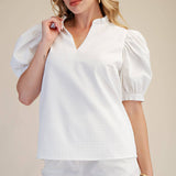 Cloud Nine Textured Top - White Tops Glam