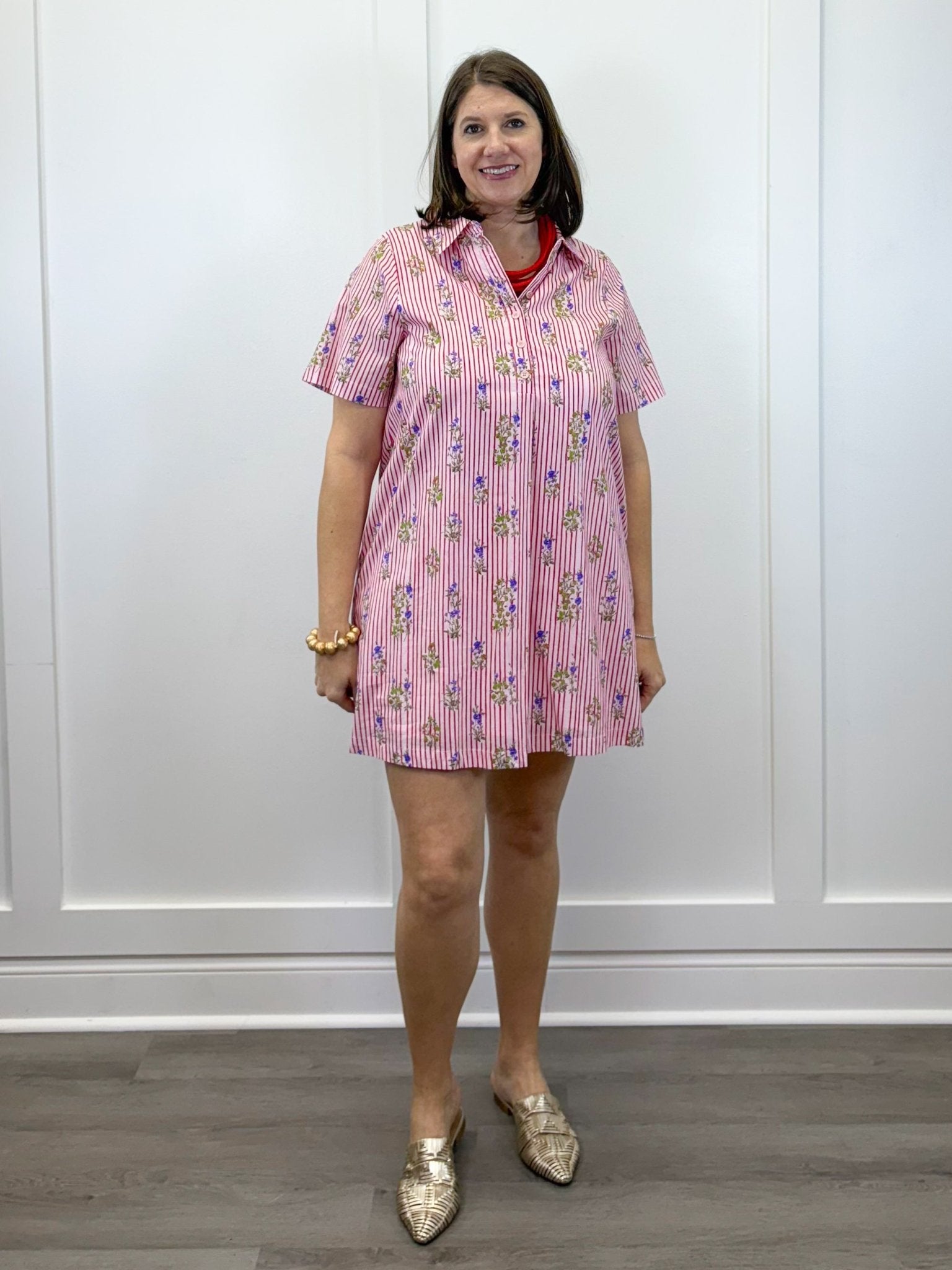 Cloverfield Striped Dress - Red Short Dresses Jodifl