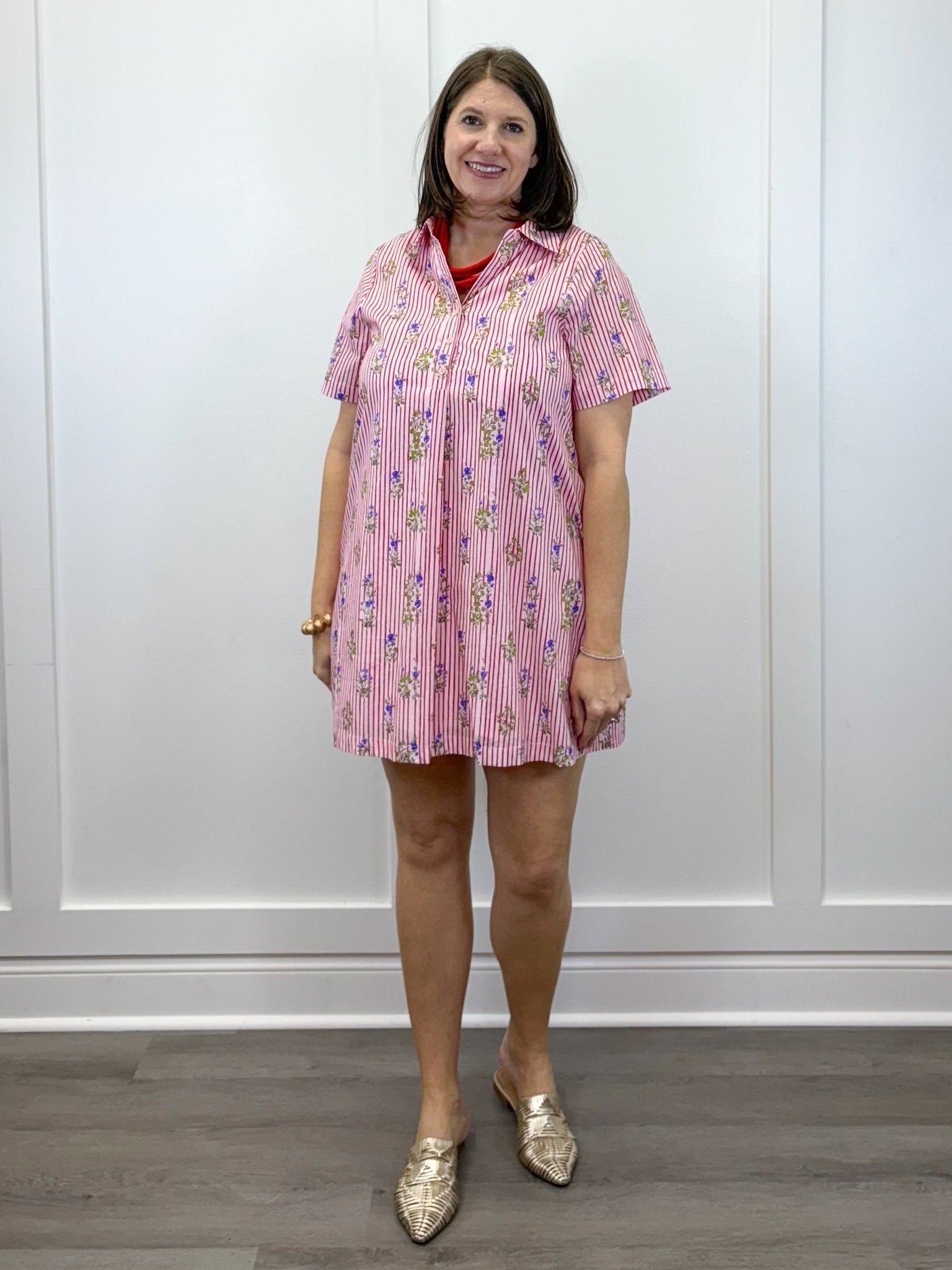 Cloverfield Striped Dress - Red Short Dresses Jodifl