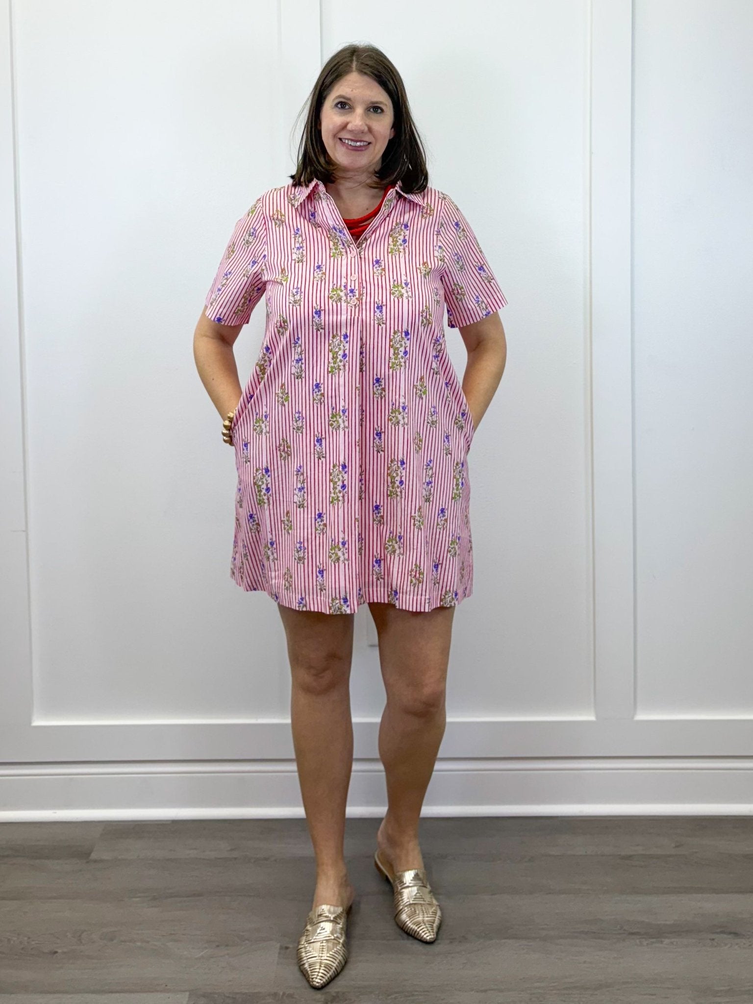 Cloverfield Striped Dress - Red Short Dresses Jodifl