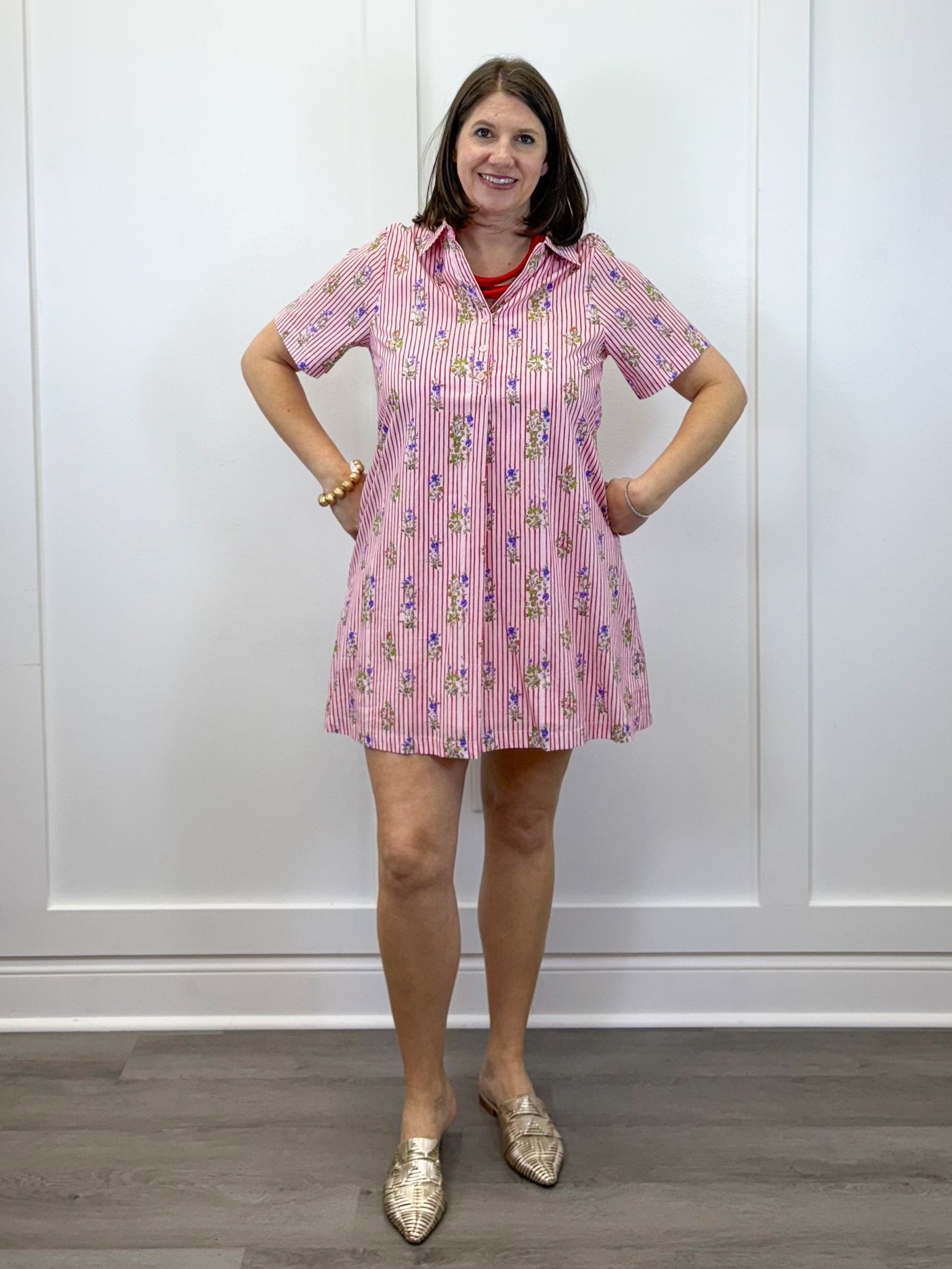 Cloverfield Striped Dress - Red Short Dresses Jodifl