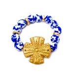 Cobalt African Fused Glass with Rachel Cross Bracelet Bracelets Hidden Truth Jewelry