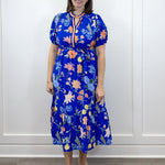 Cobalt Garden Midi Dress - Royal Long Dresses Jodifl