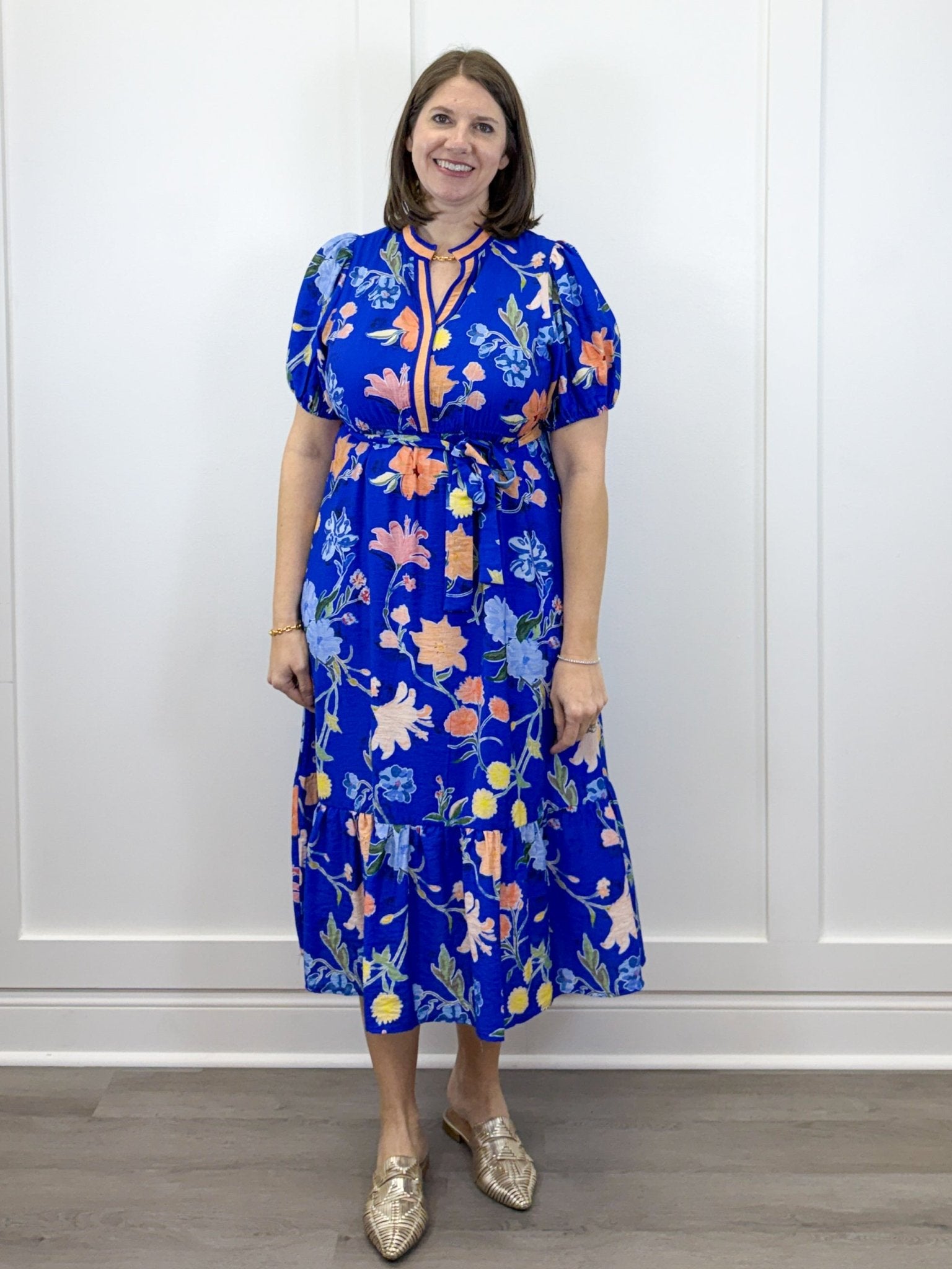 Cobalt Garden Midi Dress - Royal Long Dresses Jodifl