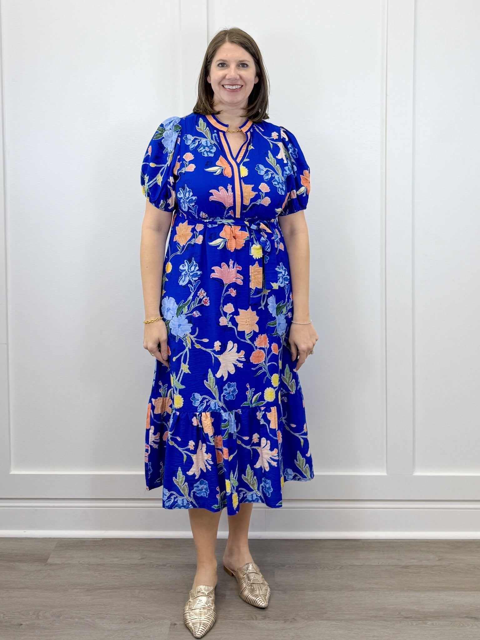 Cobalt Garden Midi Dress - Royal