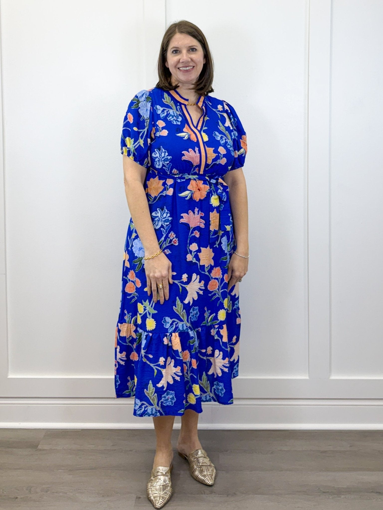 Cobalt Garden Midi Dress - Royal Long Dresses Jodifl