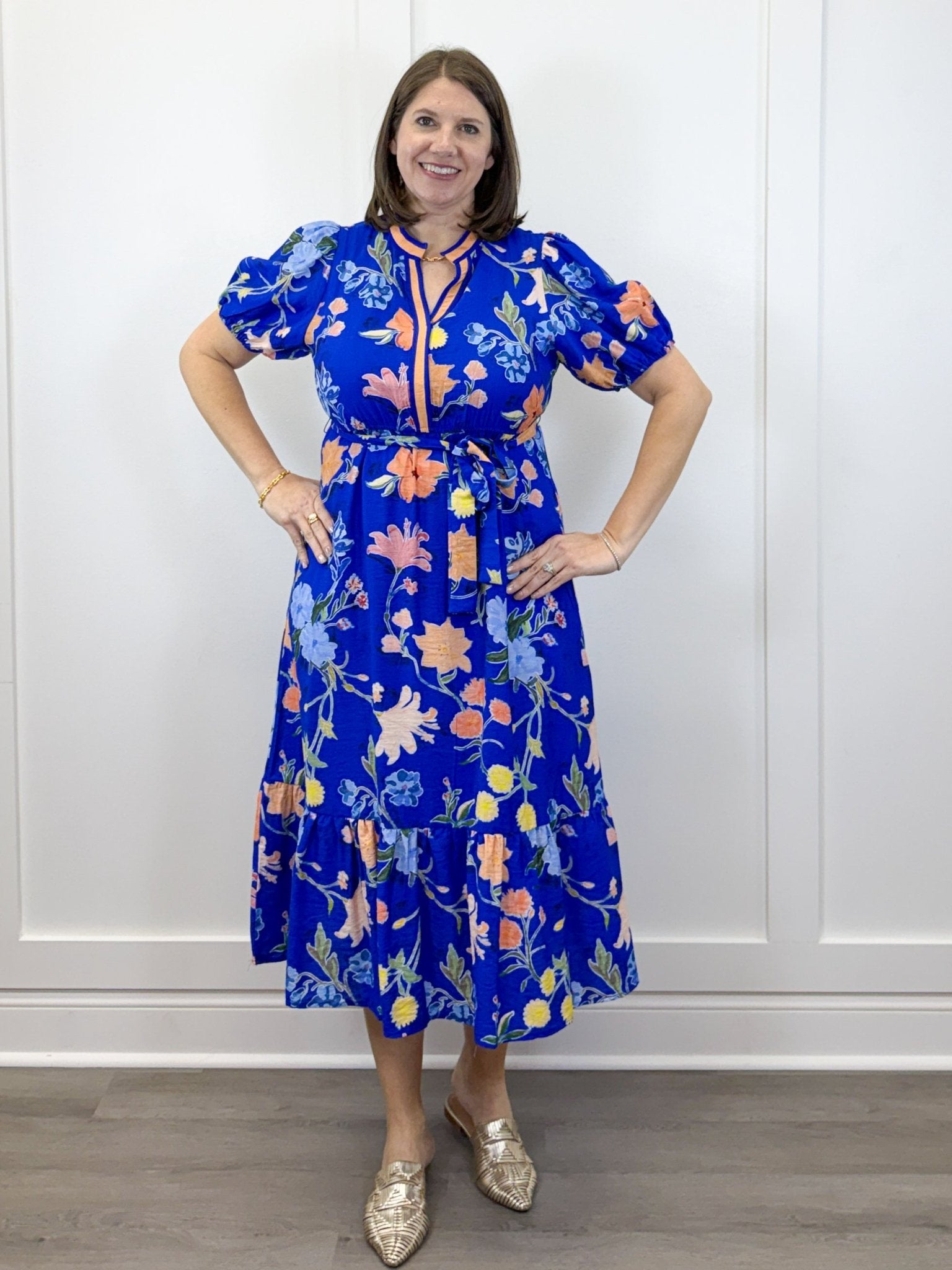 Cobalt Garden Midi Dress - Royal Long Dresses Jodifl