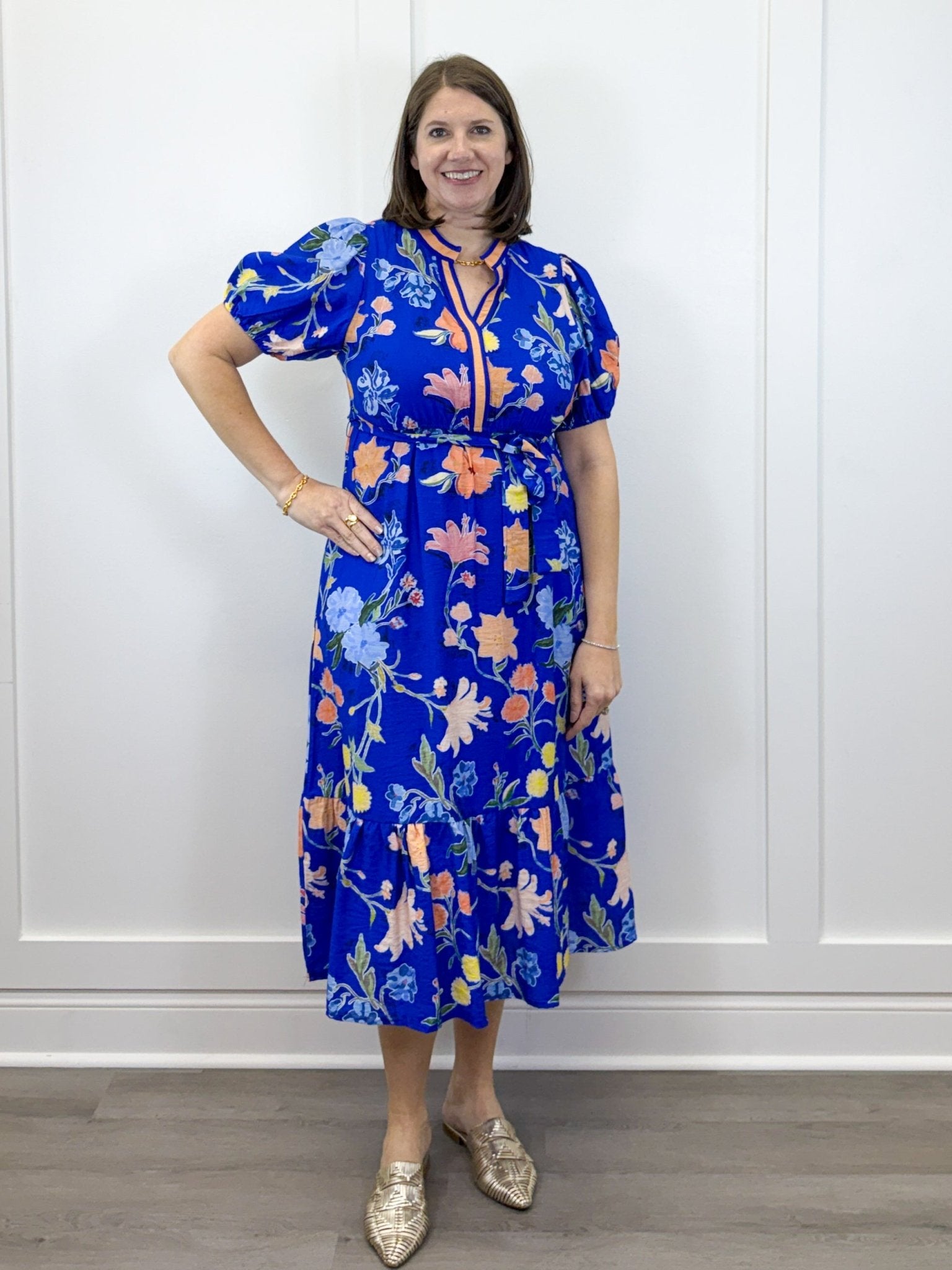 Cobalt Garden Midi Dress - Royal Long Dresses Jodifl