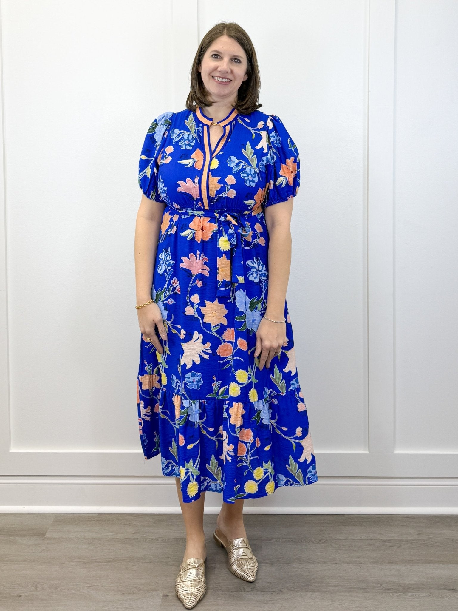Cobalt Garden Midi Dress - Royal Long Dresses Jodifl