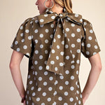 Cocoa Dot Bow Back Blouse - Sugar Babies Children's Boutique/Meg's Shoppe