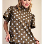 Cocoa Dot Bow Back Blouse - Sugar Babies Children's Boutique/Meg's Shoppe