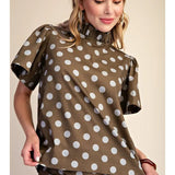 Cocoa Dot Bow Back Blouse - Sugar Babies Children's Boutique/Meg's Shoppe