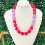 Color Block Bead Necklace - Fuchsia/Purple Necklaces Sugar Babies Children's Boutique/Meg's Shoppe