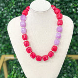 Color Block Bead Necklace - Fuchsia/Purple Necklaces Sugar Babies Children's Boutique/Meg's Shoppe