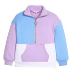 Color Block Pullover - Lavender & Blue Quilted Trellis Girls Outerwear Bisby