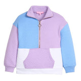 Color Block Pullover - Lavender & Blue Quilted Trellis Girls Outerwear Bisby