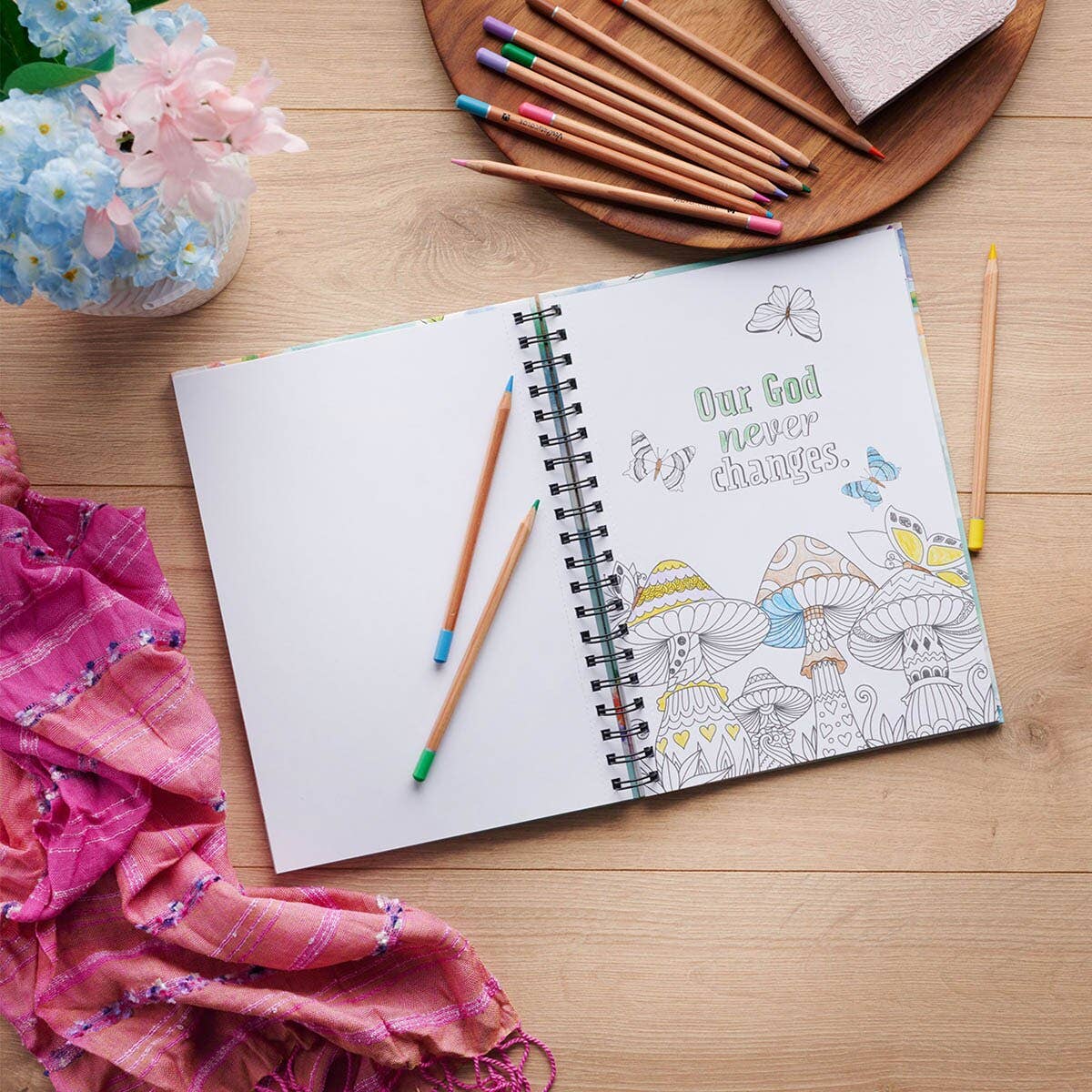 Coloring Book Spiral Prayers & Praises for Girls Paper Goods Christian Art Gifts