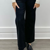Comfort Stretch Fly Front Wide Leg Pants - Black Pants Tribal