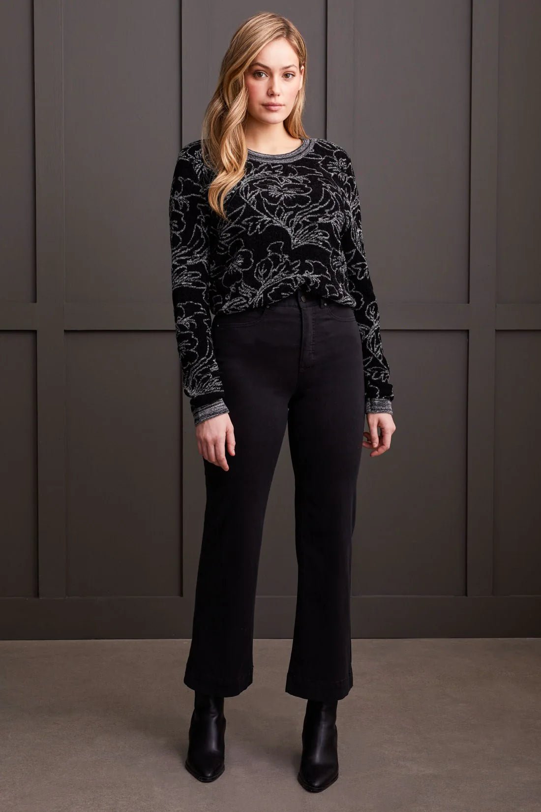 Comfort Stretch Fly Front Wide Leg Pants - Black Pants Tribal
