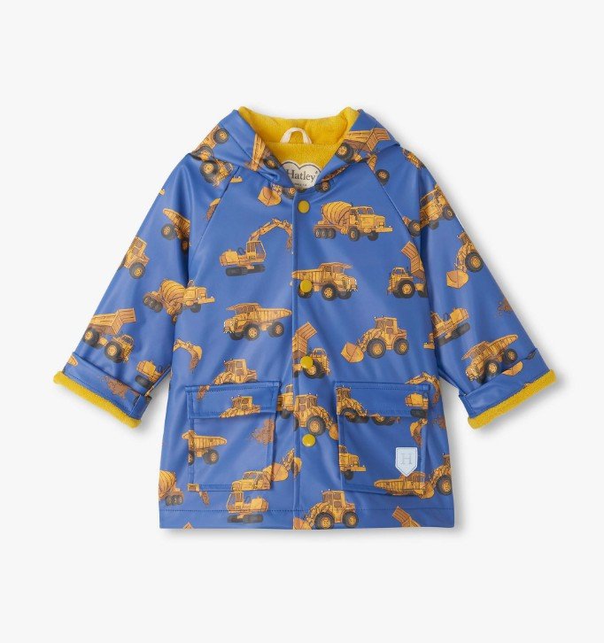Construction Trucks Snap Rain Coat Boys Outerwear Hatley