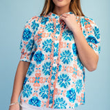 Coral Bloom Button Top Tops GiGiO