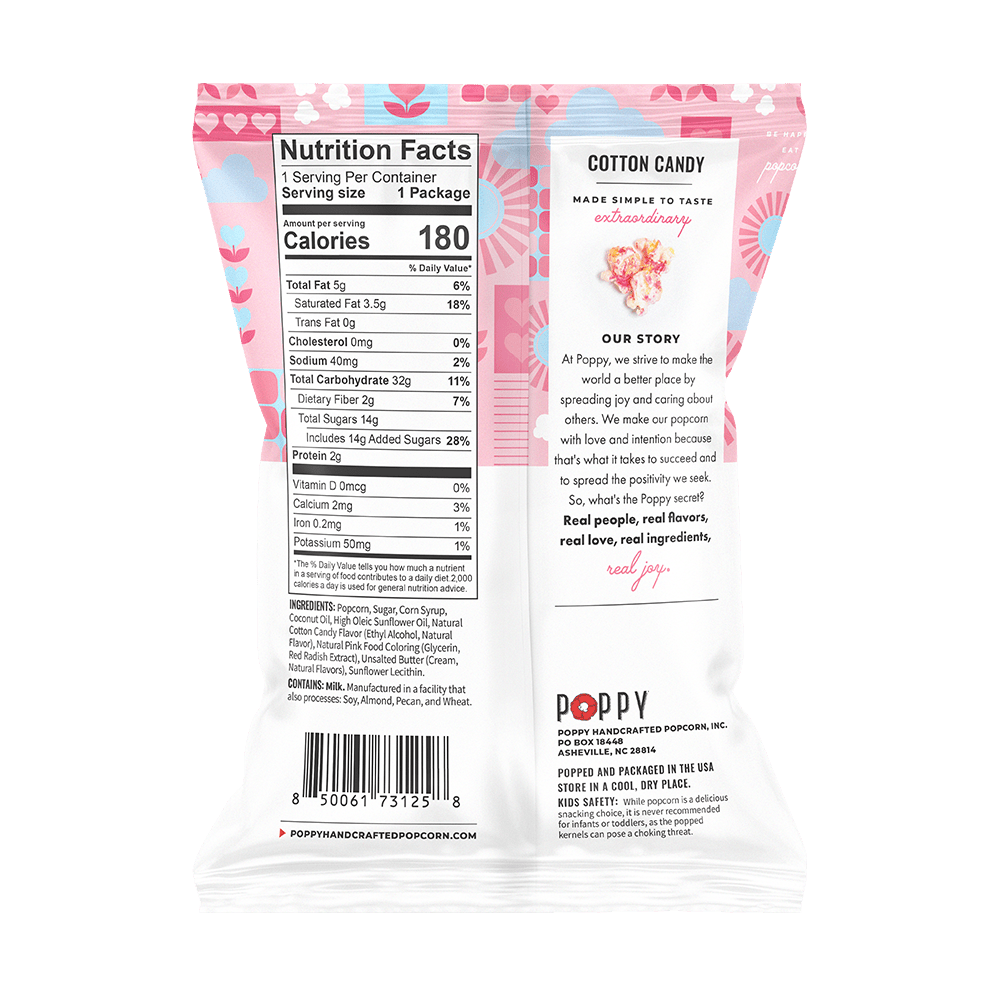 Cotton Candy Snack Bag Popcorn Impulse Poppy Hand-Crafted Popcorn