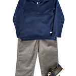Boys 1/4 Zip Astor Pullover - Navy Boys Sweaters + Sweatshirts Pedal Kidswear