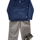 Boys 1/4 Zip Astor Pullover - Navy Boys Sweaters + Sweatshirts Pedal Kidswear