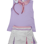 Courtney Skort - Pure Coconut/Cotton Candy Pink/Petal Purple Girls Skirts + Bloomers Set Athleisure