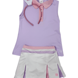 Courtney Skort - Pure Coconut/Cotton Candy Pink/Petal Purple Girls Skirts + Bloomers Set Athleisure