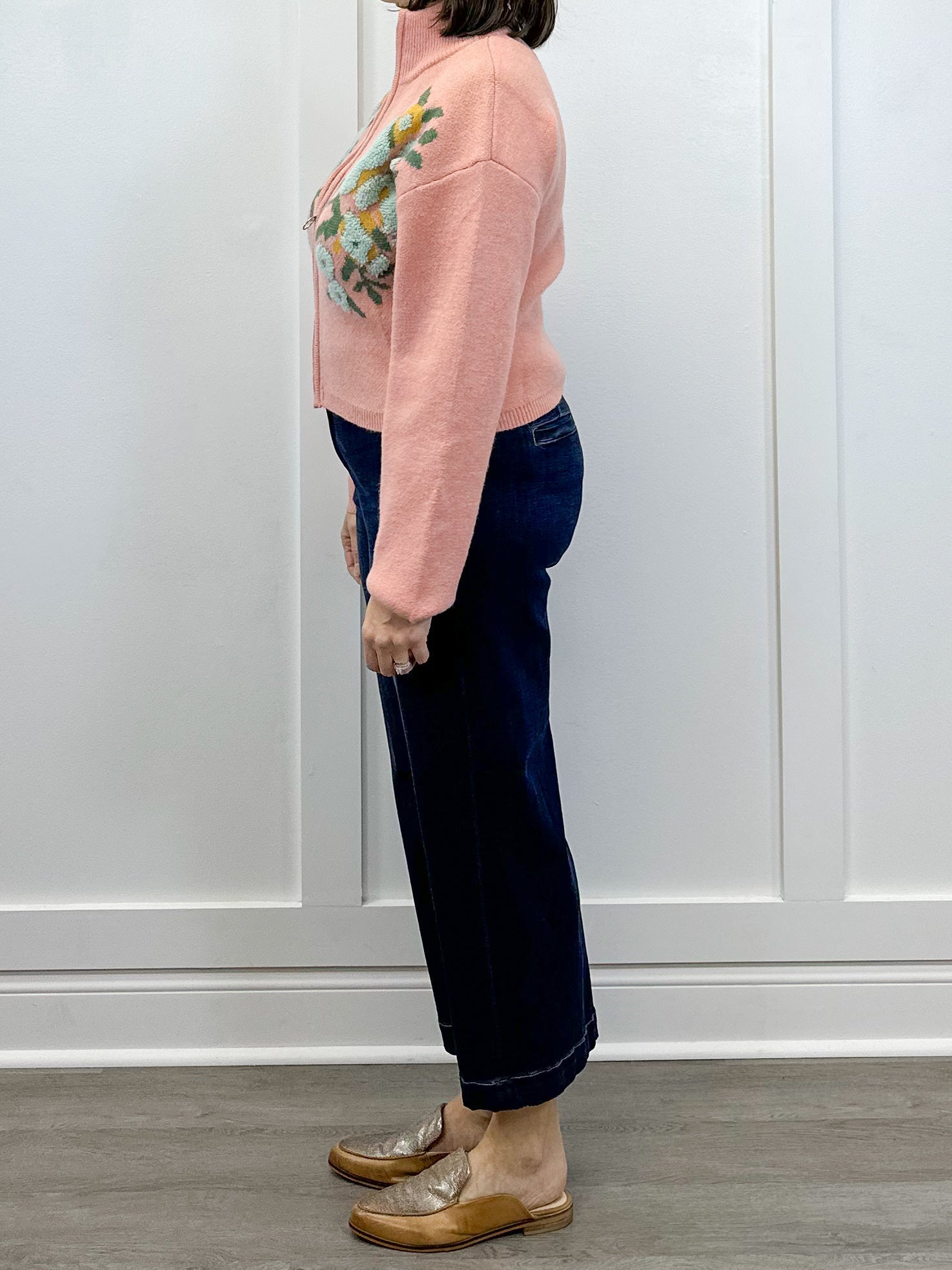 Cozy Flora Zip Sweater - Dusty Pink Sweaters &Merci