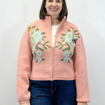 Cozy Flora Zip Sweater - Dusty Pink Sweaters &Merci