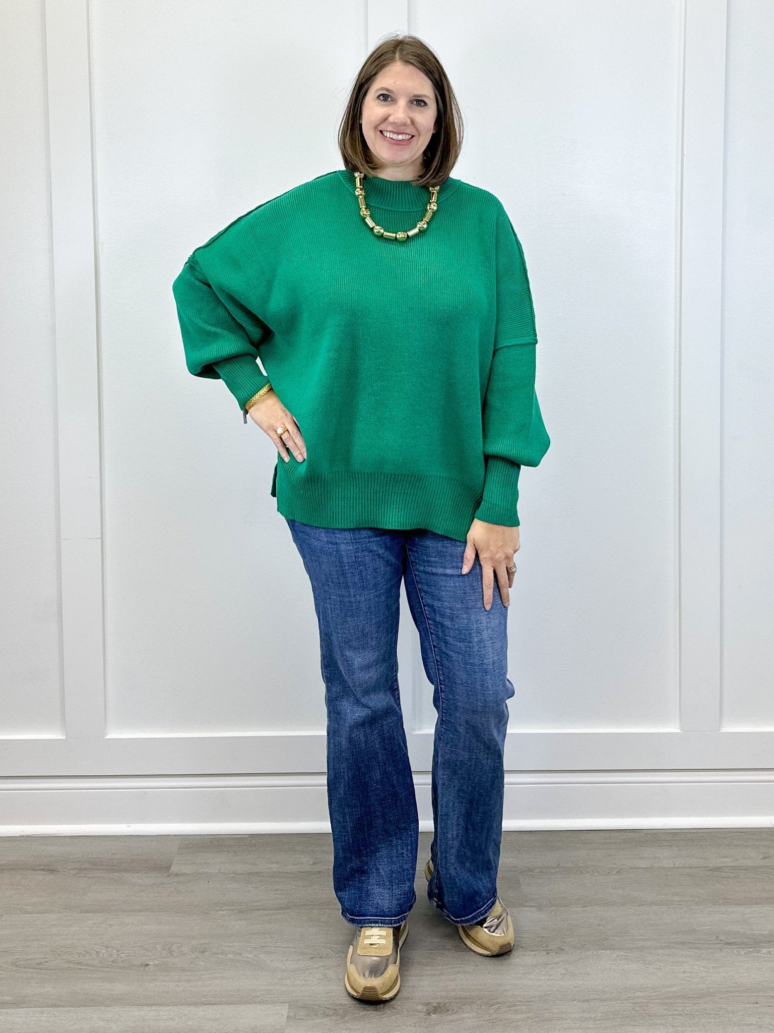 Cozy Pine Ribbed Sweater - Forest Green Sweaters Zenana