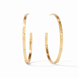 Crescent Stone Hoop Gold Cubic Zirconia - Extra Large Earrings Julie Vos